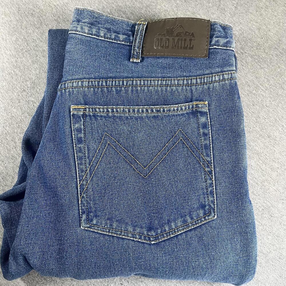 Old Mill Men's Insulated Fleece lined Blue Denim Casual Pants Size 38x32 M Jeans